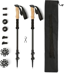 Amazon Basics Trekking Poles, Lightweight Collapsible Hiking Sticks with Quick Lock, EVA G