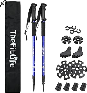 TheFitLife Nordic Walking Trekking Poles - 2 Sticks with Anti-Shock and Quick Lock System,