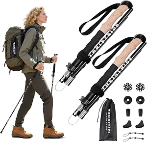 Thristride Trekking Poles Aviation Grade Aluminum Alloy-Strong Lightweight Collapsible Wal