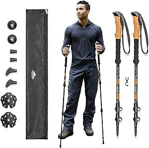 Cascade Mountain Tech Lightweight Aircraft-Grade Aluminum Trekking Poles with Extended Dow