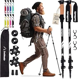 TrailBuddy Trekking Poles – Lightweight 7075 Aluminum Hiking Poles for Women, Men & Se