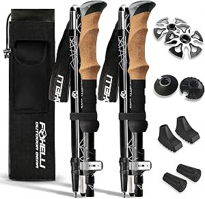 Foxelli Lightweight Trekking Poles – Compact Walking Sticks with Quick Locks, Ergonomic Co